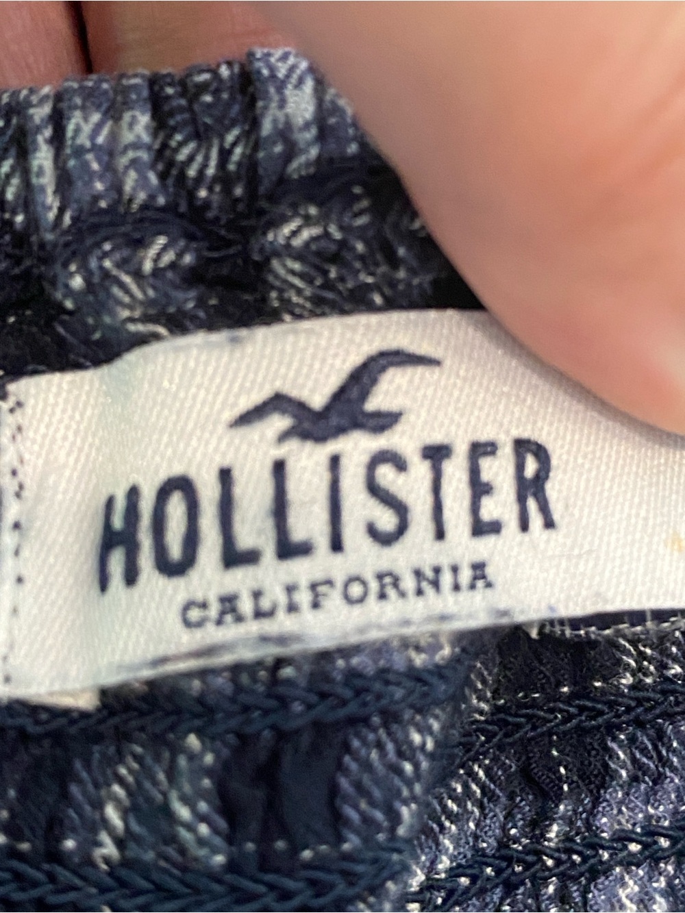 Hollister Navy White Plaid Romper Flare Wide Leg Soft Comfy Lightweight Size L - Picture 3 of 12